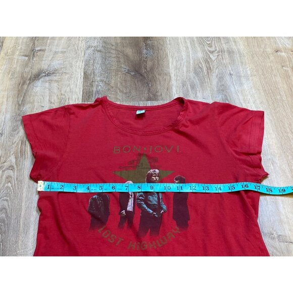 Y2K Bon Jovi Lost Highway Red‎ Baby Tee Size Large - Picture 4 of 6